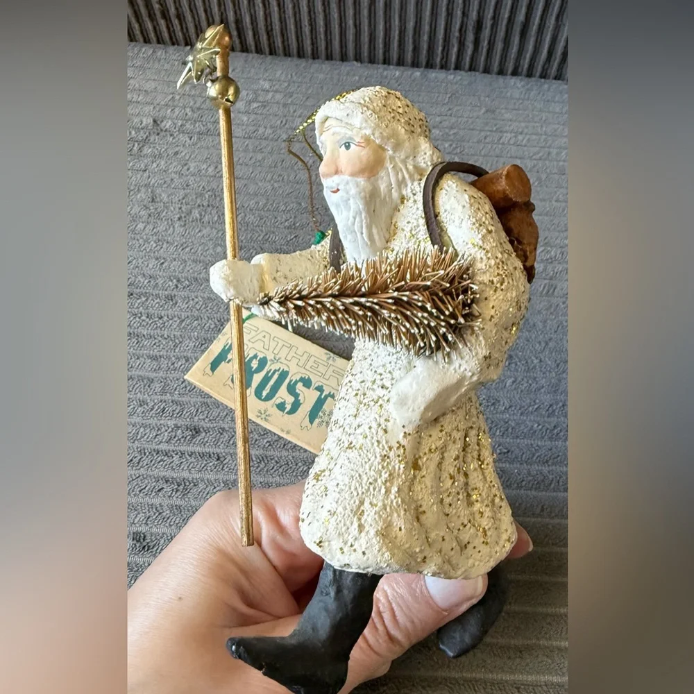 Department 56 Father Frost Figurine - White and Gold With Tag Christmas Holiday